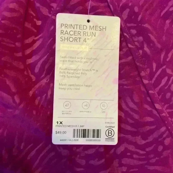 Athleta Women 4" Printed Mesh Racer Run Short 1X Fiji Magnolia Training Athletic - Picture 6 of 13